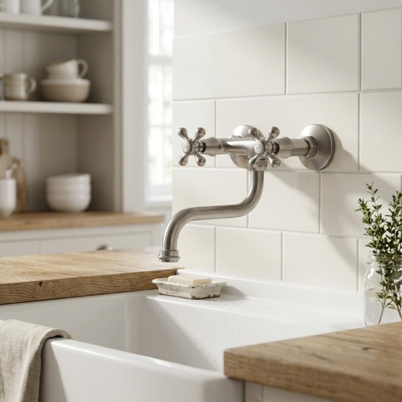 Aquanello Heritage Ascot Klassieke Keuken Muurkraan RVS NB-4111-HA